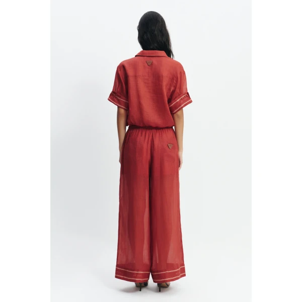 Aje Cove Bubble Hem Shirt in Claret | Shirts | Luxury Shoes 