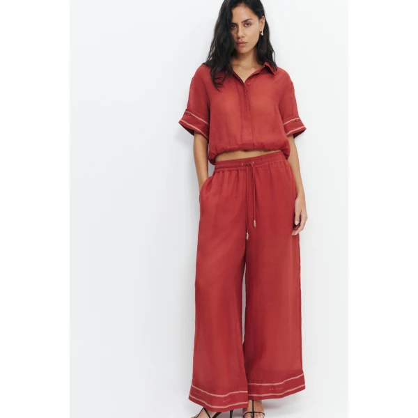 Aje Cove Bubble Hem Shirt in Claret | Shirts | Luxury Shoes 