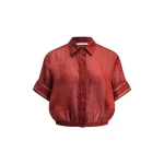 Aje Cove Bubble Hem Shirt in Claret | Shirts | Luxury Shoes 