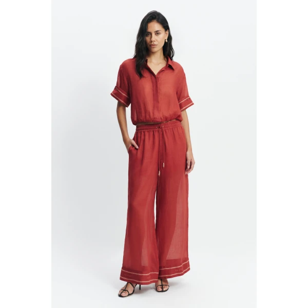 Aje Cove Relaxed Pant in Claret | Pants | Luxury Shoes 