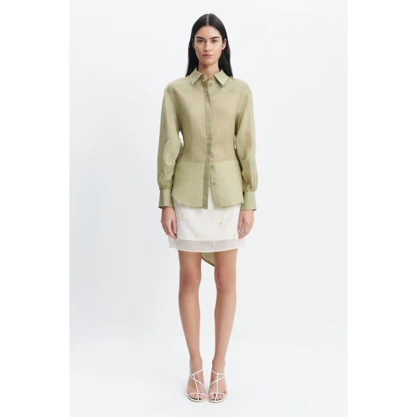 Aje Cove Tie Shirt in Pale Olive | Shirts | Luxury Shoes 