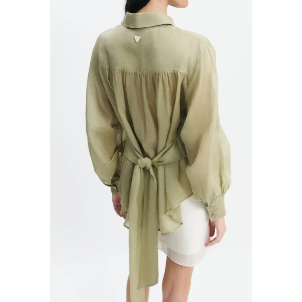 Aje Cove Tie Shirt in Pale Olive | Shirts | Luxury Shoes 