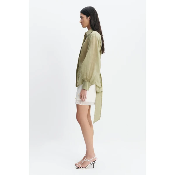 Aje Cove Tie Shirt in Pale Olive | Shirts | Luxury Shoes 