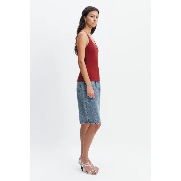 Aje Cowrie Scoop Tank in Claret | Tops | Luxury Shoes 