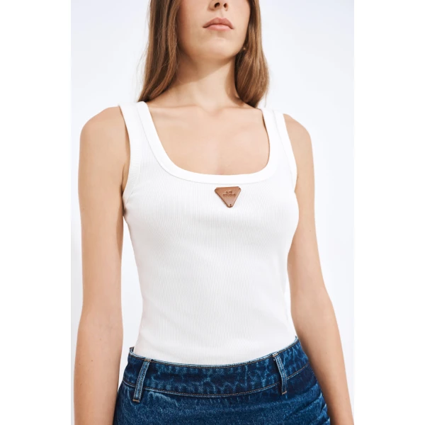 Aje Cowrie Scoop Tank in White | Tops | Luxury Shoes 