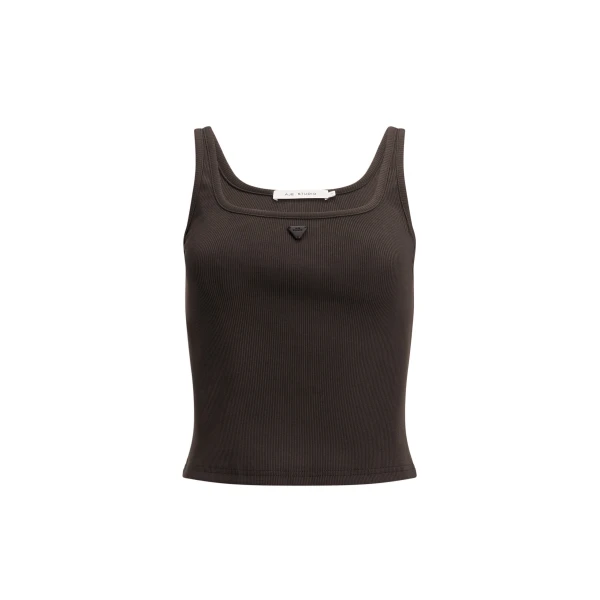 Aje Cowrie Square Neck Tank in Chocolate | Tops | Luxury Shoes 