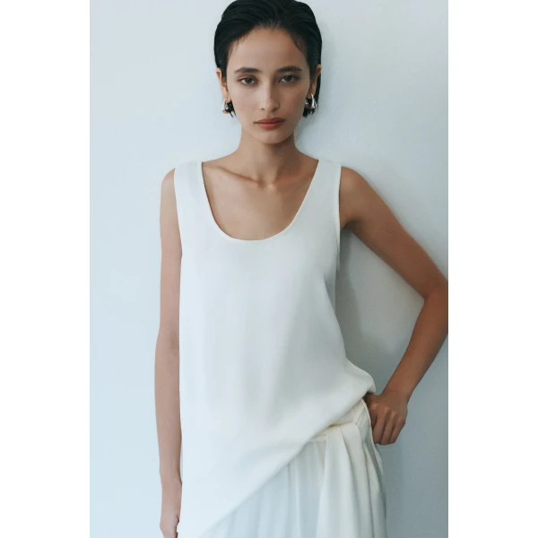 Aje Dawn Asymmetric Top in Ivory | Tops | Luxury Shoes 