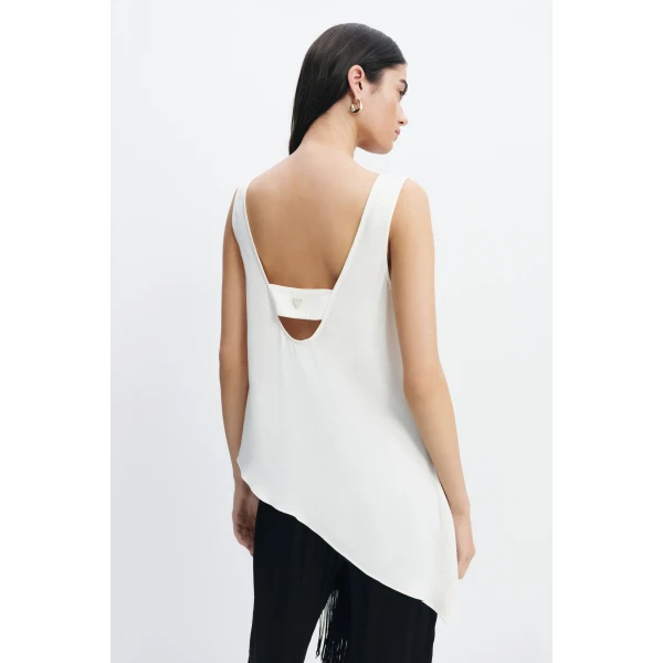Aje Dawn Asymmetric Top in Ivory | Tops | Luxury Shoes 