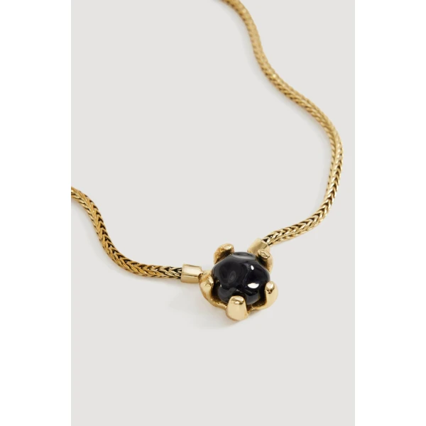 Aje Dusk Resin Necklace in Gold/Onyx | Necklace | Luxury Shoes 