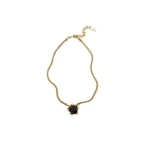 Aje Dusk Resin Necklace in Gold/Onyx | Necklace | Luxury Shoes 