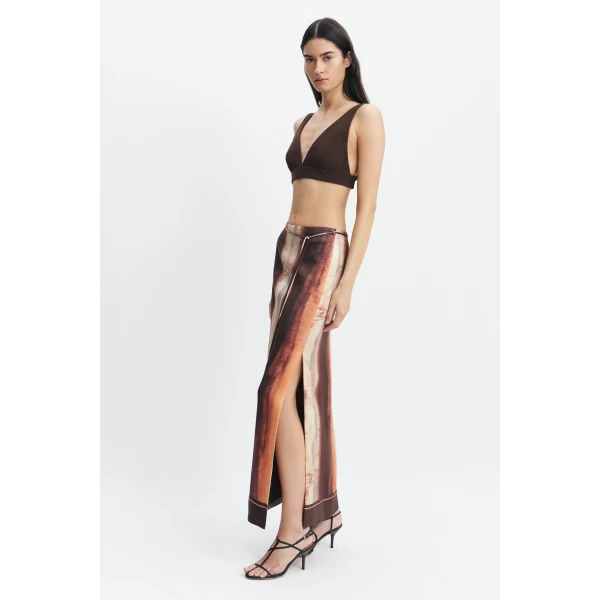 Aje Dylan Rib Bralette in Chocolate | Tops | Luxury Shoes 