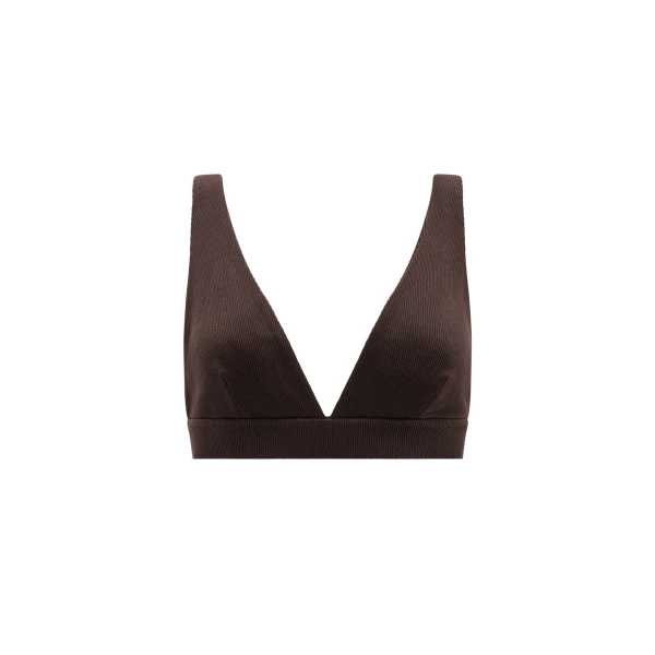 Aje Dylan Rib Bralette in Chocolate | Tops | Luxury Shoes 