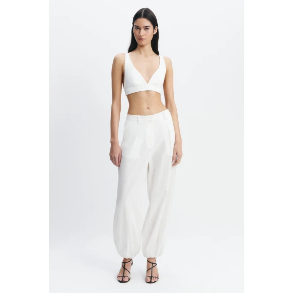 Aje Dylan Rib Bralette in White | Tops | Luxury Shoes 