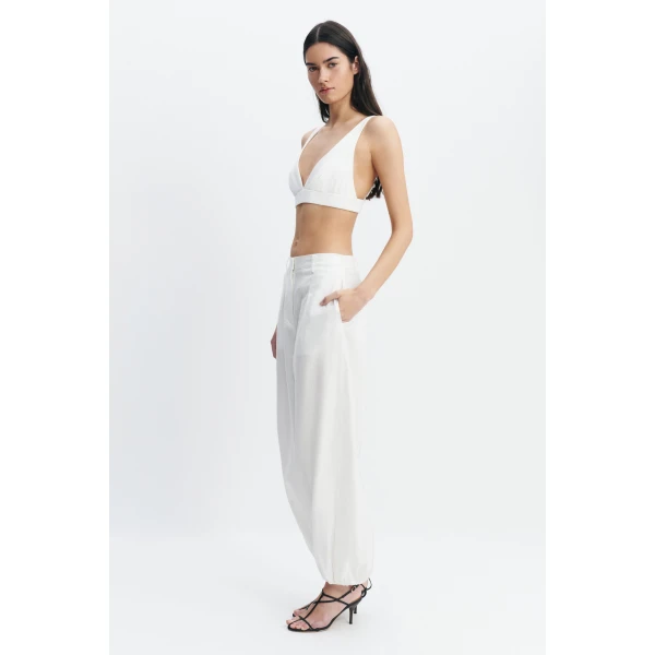Aje Dylan Rib Bralette in White | Tops | Luxury Shoes 