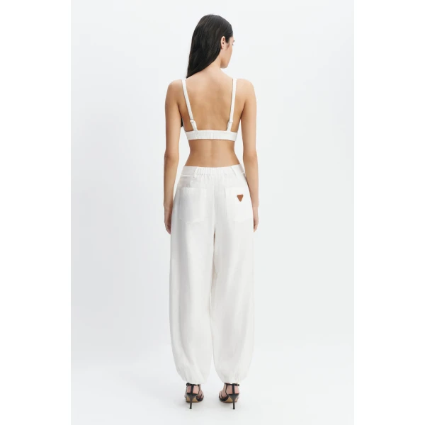 Aje Dylan Rib Bralette in White | Tops | Luxury Shoes 