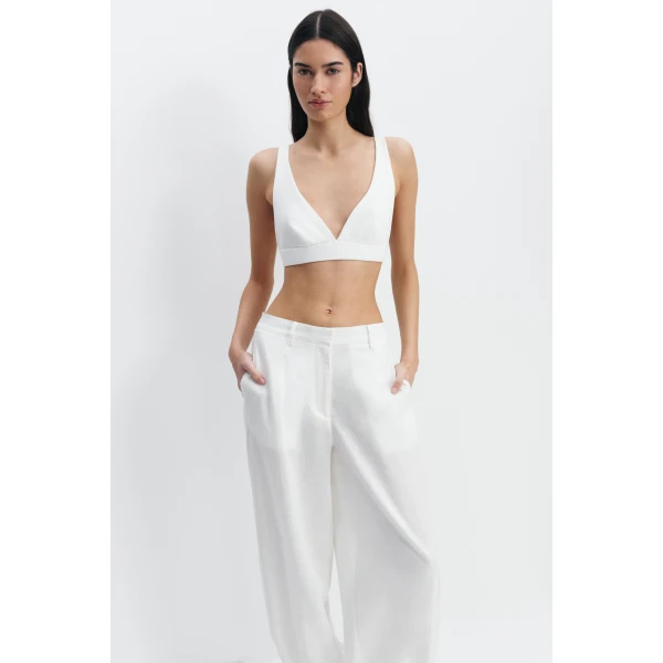 Aje Dylan Rib Bralette in White | Tops | Luxury Shoes 