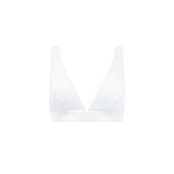Aje Dylan Rib Bralette in White | Tops | Luxury Shoes 