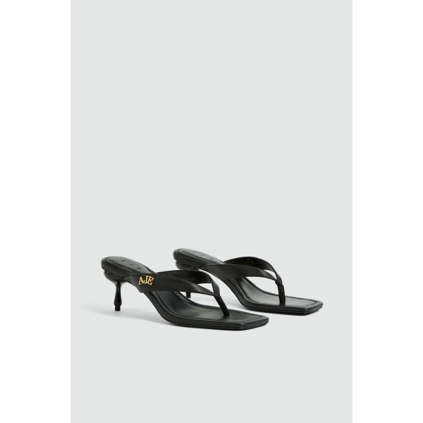 Aje Earthen Heel Thong in Black | Heels | Luxury Shoes 