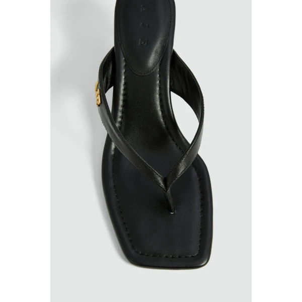 Aje Earthen Heel Thong in Black | Heels | Luxury Shoes 