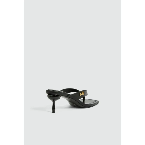 Aje Earthen Heel Thong in Black | Heels | Luxury Shoes 