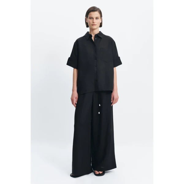 Aje Ella Oversized Shirt in Black | Shirts | Luxury Shoes 