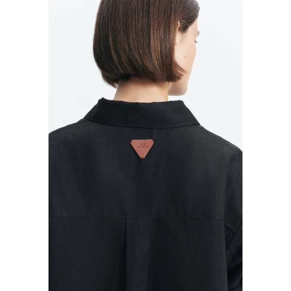 Aje Ella Oversized Shirt in Black | Shirts | Luxury Shoes 