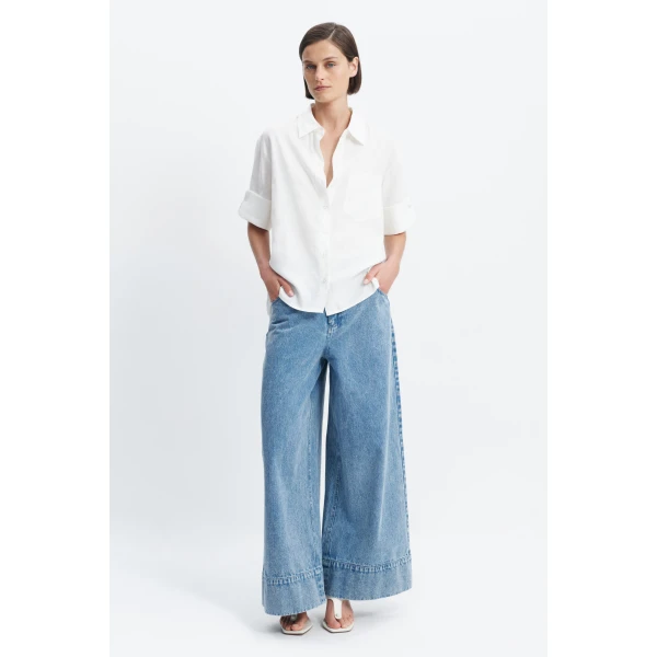 Aje Ella Oversized Shirt in White | Shirts | Luxury Shoes 