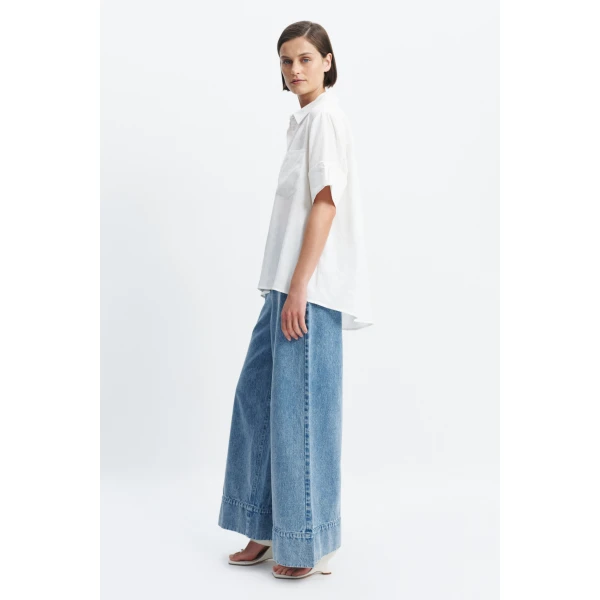 Aje Ella Oversized Shirt in White | Shirts | Luxury Shoes 