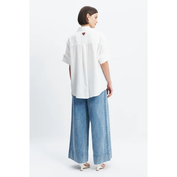 Aje Ella Oversized Shirt in White | Shirts | Luxury Shoes 