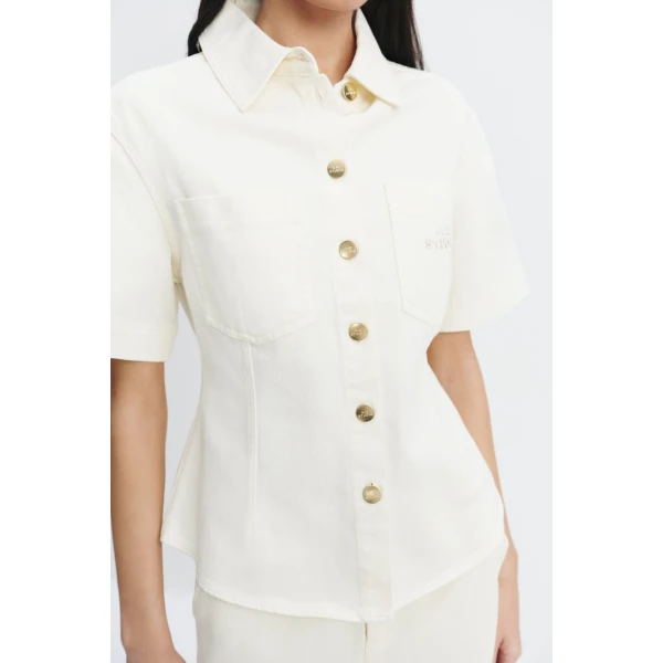 Aje Elsie Belted Shirt in Ecru Wash | Shirts | Luxury Shoes 