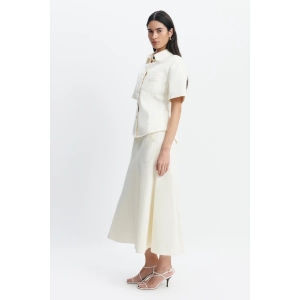 Aje Elsie Belted Shirt in Ecru Wash | Shirts | Luxury Shoes 