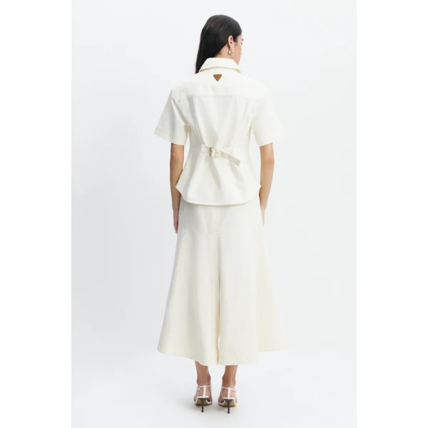 Aje Elsie Belted Shirt in Ecru Wash | Shirts | Luxury Shoes 