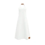 Aje Elsie Denim Halter Dress in Ecru Wash | Maxi Dresses | Luxury Shoes 