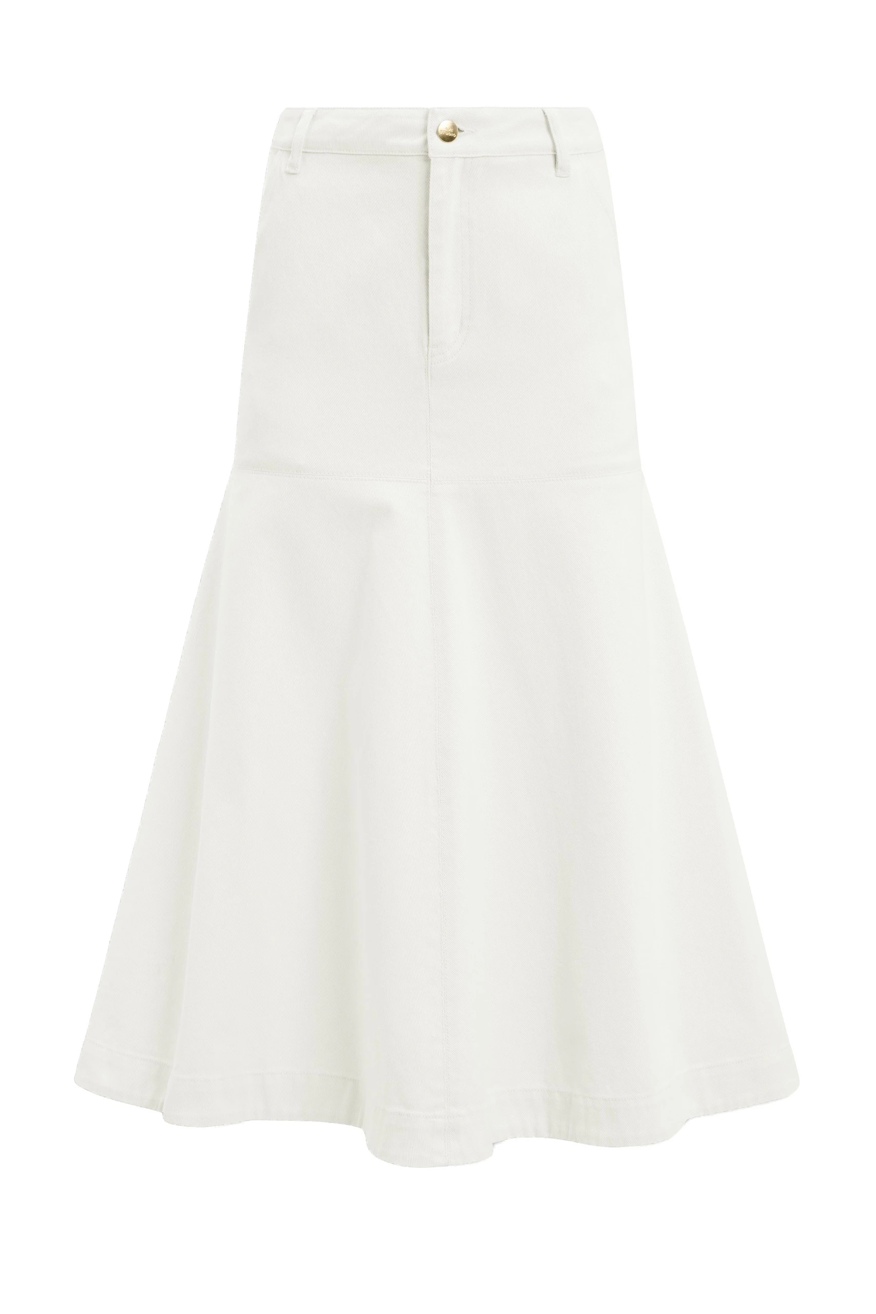 Aje Elsie Denim Midi Skirt Ecru Wash Aje Elsie Denim Midi Skirt in Ecru Wash | Skirts | Luxury Shoes