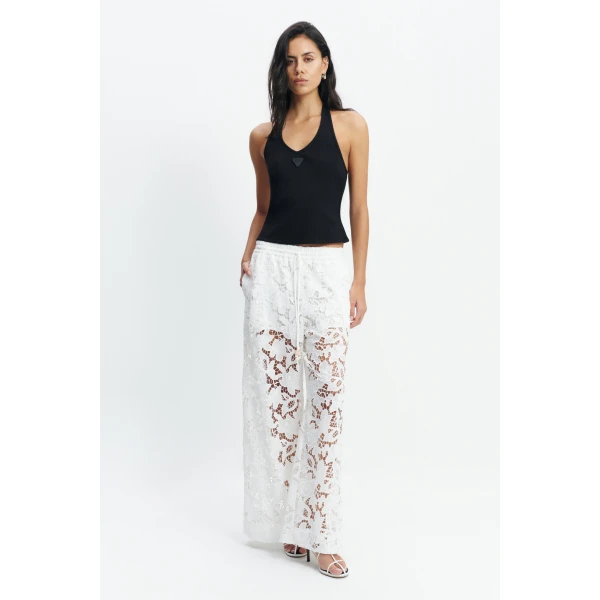 Aje Estelle Wide Leg Pant in White | Pants | Luxury Shoes 