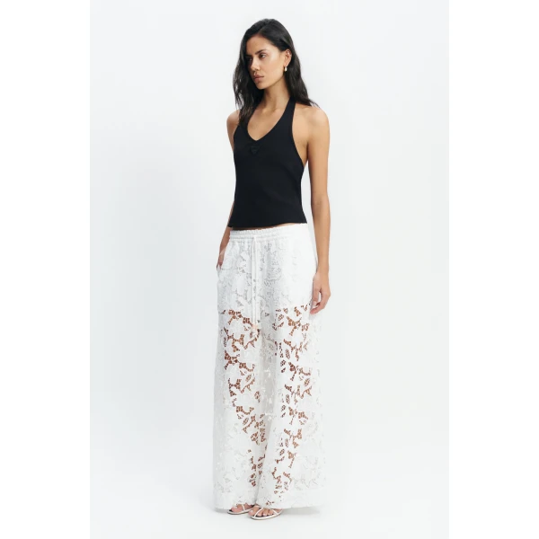 Aje Estelle Wide Leg Pant in White | Pants | Luxury Shoes 
