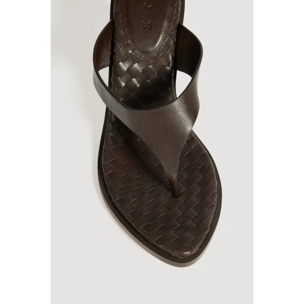 Aje Eternal Sculptural Heel Sandal in Chocolate | Heels | Luxury Shoes 