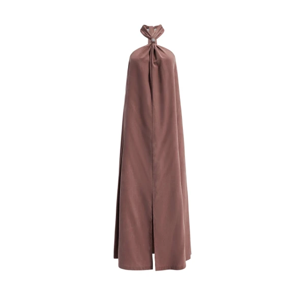 Aje Evie Halter Midi Dress in Milk Chocolate | Midi Dresses | Luxury Shoes 