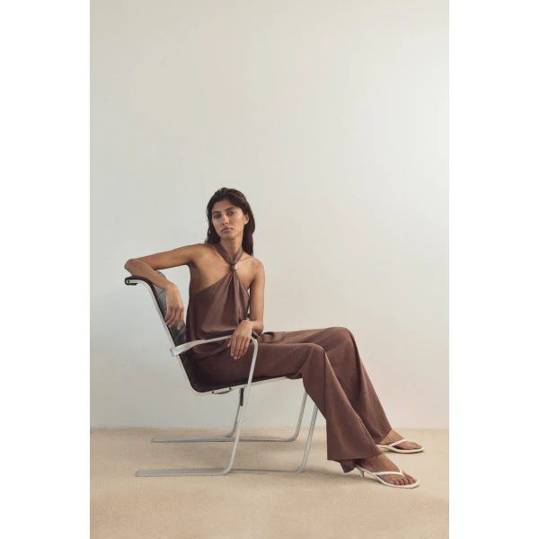Aje Evie Halter Top in Milk Chocolate | Tops | Luxury Shoes 