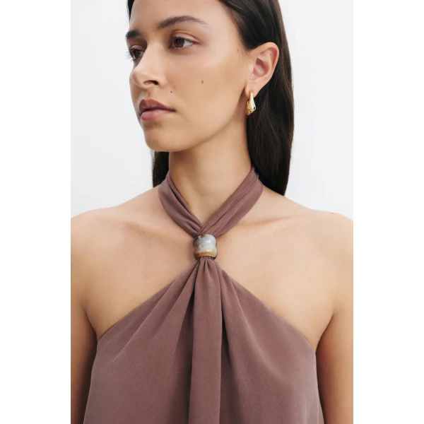 Aje Evie Halter Top in Milk Chocolate | Tops | Luxury Shoes 