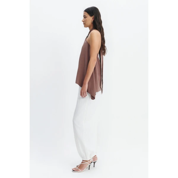 Aje Evie Halter Top in Milk Chocolate | Tops | Luxury Shoes 