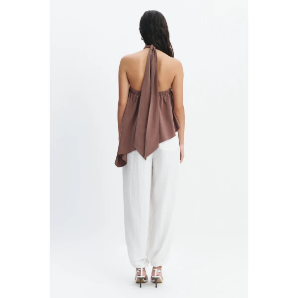 Aje Evie Halter Top in Milk Chocolate | Tops | Luxury Shoes 