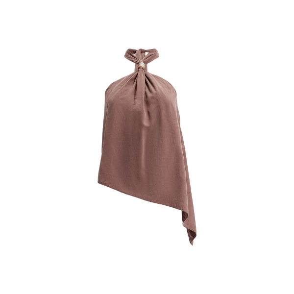 Aje Evie Halter Top in Milk Chocolate | Tops | Luxury Shoes 