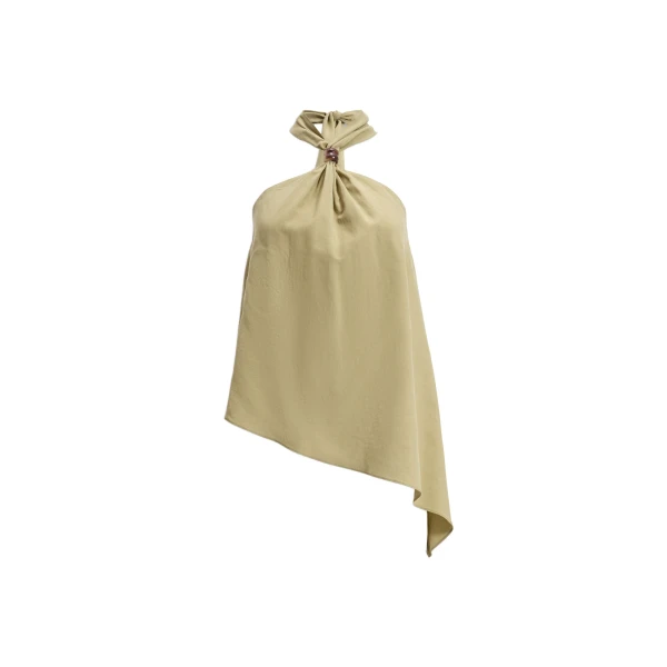 Aje Evie Halter Top in Pale Olive | Tops | Luxury Shoes 