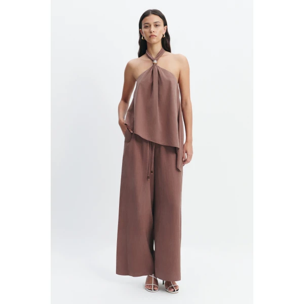 Aje Evie Relaxed Pant in Milk Chocolate | Pants | Luxury Shoes 