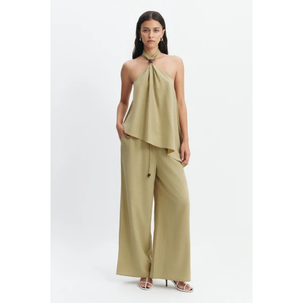 Aje Evie Relaxed Pant in Pale Olive | Pants | Luxury Shoes 