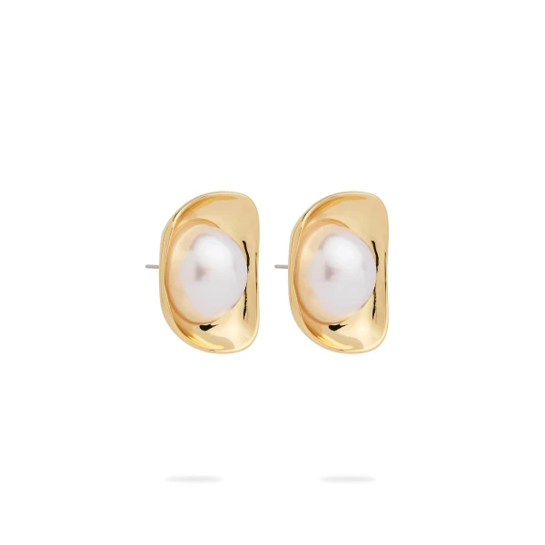 Aje Fee Stud in Gold/Pearl | Earrings | Luxury Shoes 