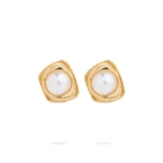 Aje Fee Stud in Gold/Pearl | Earrings | Luxury Shoes 