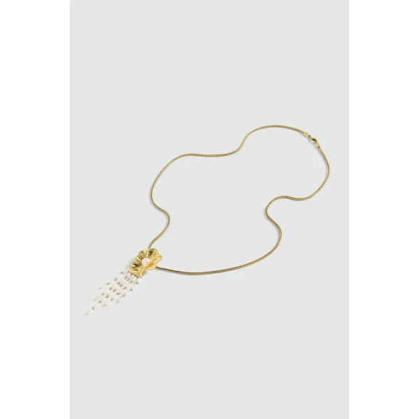 Aje Fliori Flower Necklace in Gold/Pearl | Necklace | Luxury Shoes 
