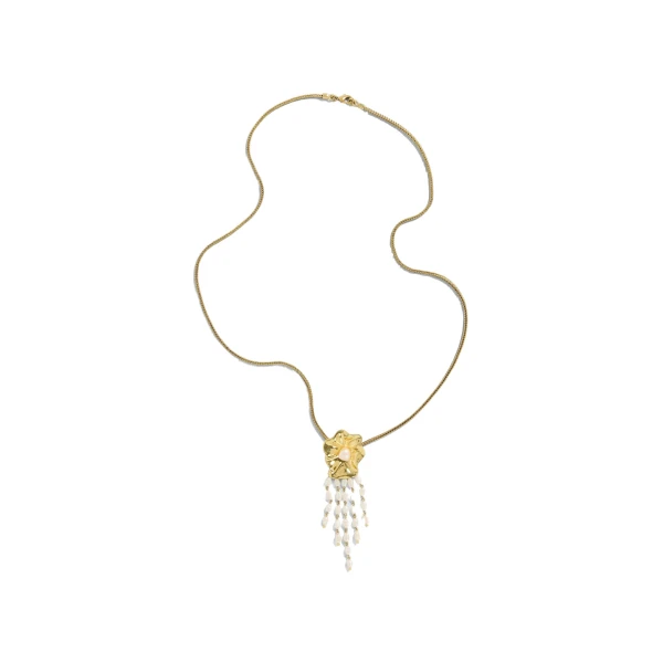 Aje Fliori Flower Necklace in Gold/Pearl | Necklace | Luxury Shoes 